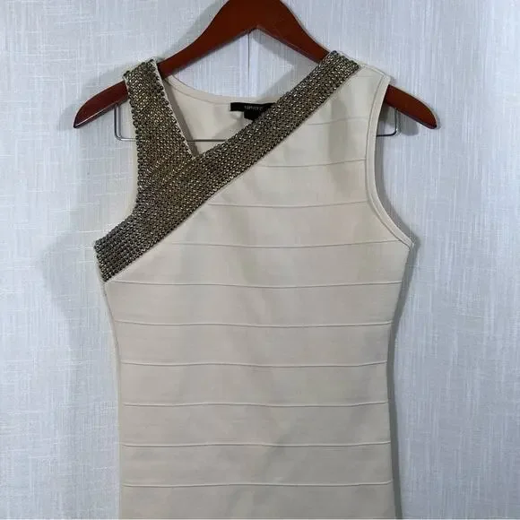 Forever 21 Cream Studded Bodycon Dress Size M - Picture 2 of 12